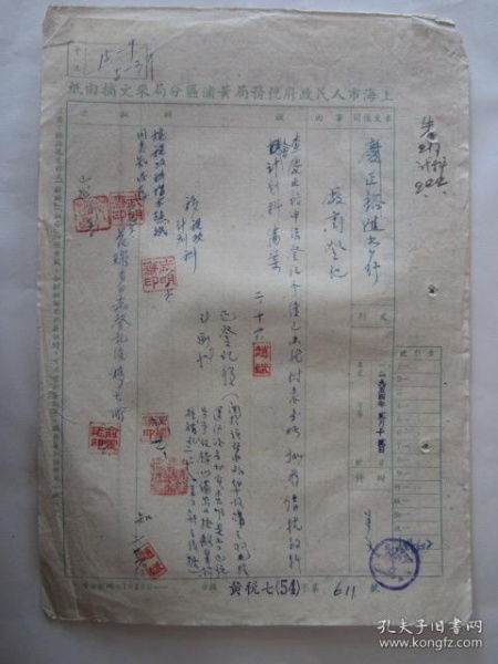 1954年2月庆正裕进出口行向上海市黄浦区税务分局申请办理登记保证每批羽毛出口时完纳商品流通税的信函及税务局的签注意见书